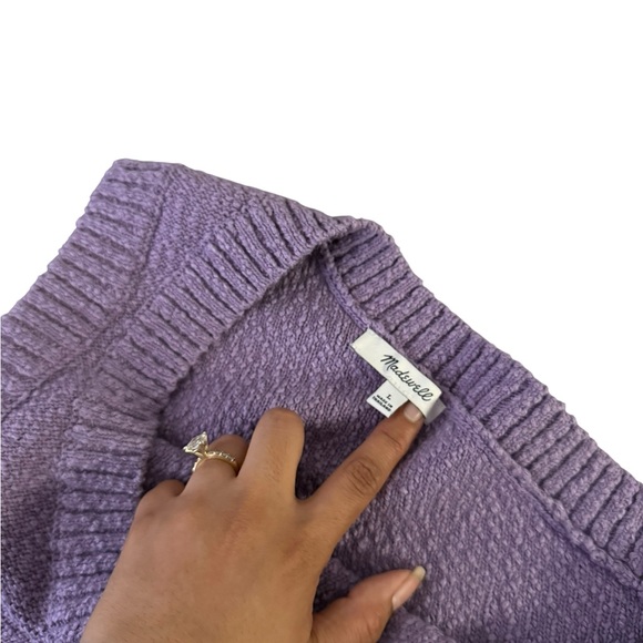 MADEWELL Textural Purple One-Shoulder Knit Top - Picture 9 of 10